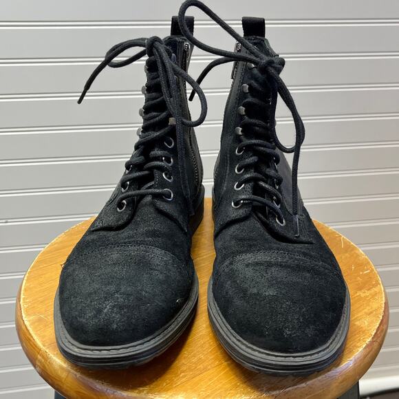 The Rail Norwood Cap Toe Suede & Leather Side Zip & Front Lace Up Boots Size 41 - Picture 4 of 12